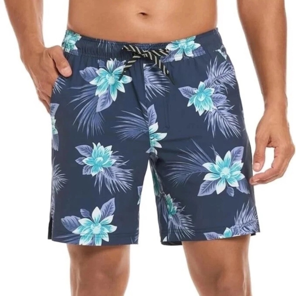 Hurley Men's Navy and White Floral Swim Shorts
